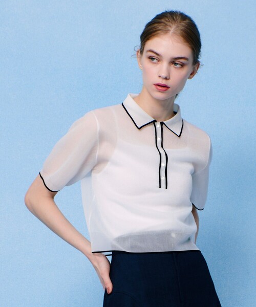 「LOULOU WILLOUGHBY」 半袖ニット 2 ブルー レディース_画像3
