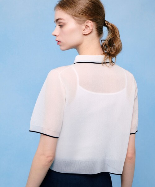 「LOULOU WILLOUGHBY」 半袖ニット 2 ブルー レディース_画像4