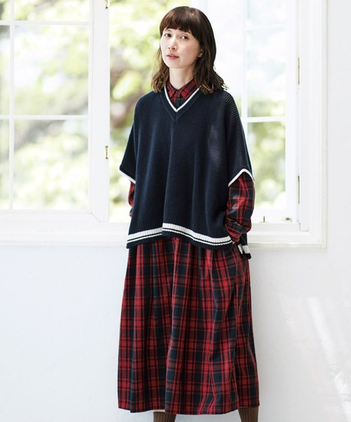 「Sunny clouds」 シャツワンピース LARGE レッド レディース_画像2