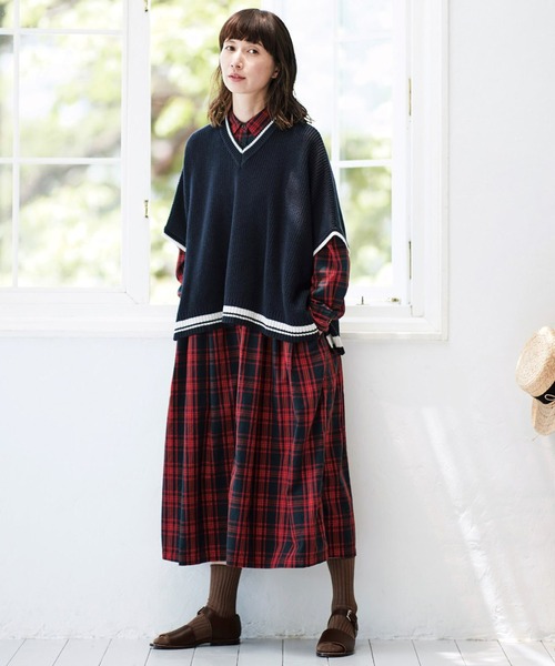 「Sunny clouds」 シャツワンピース LARGE レッド レディース_画像5