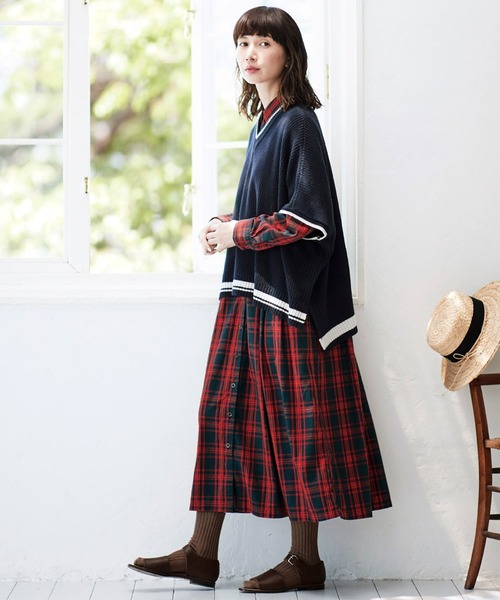 「Sunny clouds」 シャツワンピース LARGE レッド レディース_画像7