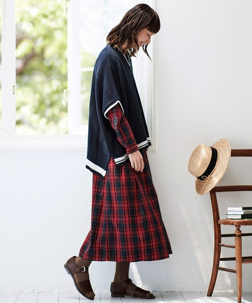 「Sunny clouds」 シャツワンピース LARGE レッド レディース_画像8