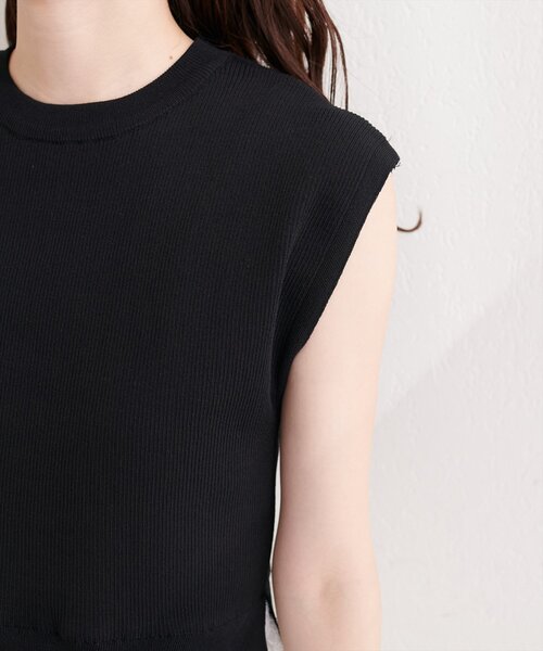 natural couture ニット セーター 裾レースフレンチスリーブニットプル