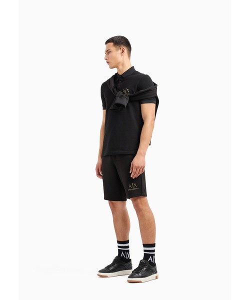 「ARMANI EXCHANGE」 半袖ポロシャツ LARGE ブラック メンズ_画像4