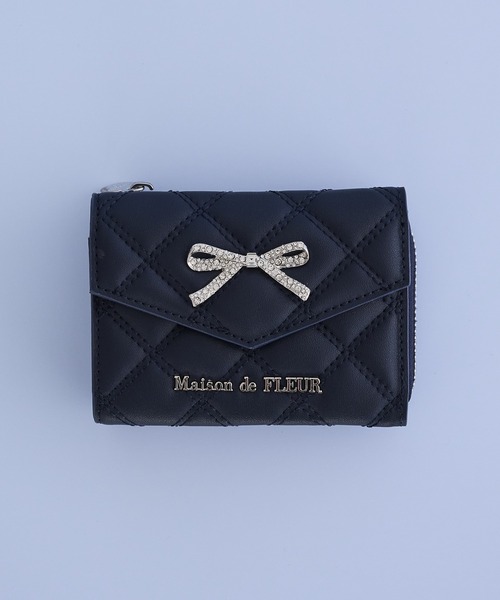 Maison de FLEUR（メゾンドフルール） ミニ 財布 リボンビジュー