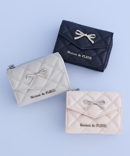 Maison de FLEUR（メゾンドフルール） ミニ 財布 リボンビジュー