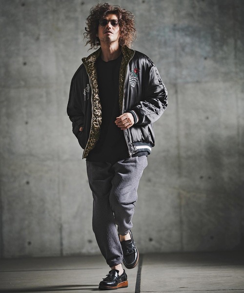 GLIMCLAP スカジャン mj11697-Reversible Souvenir Bomber Jacket