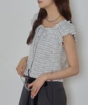 tシャツ 半袖 「3色展開」ツイードリボンフレ...の詳細画像3