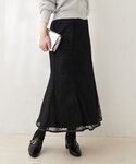 ロング スカート 長さ変えられるサテンパイピン...の詳細画像1