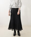 ロング スカート 長さ変えられるサテンパイピン...の詳細画像2