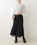 ロング スカート 長さ変えられるサテンパイピン...の詳細画像3