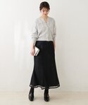 ロング スカート 長さ変えられるサテンパイピン...の詳細画像4