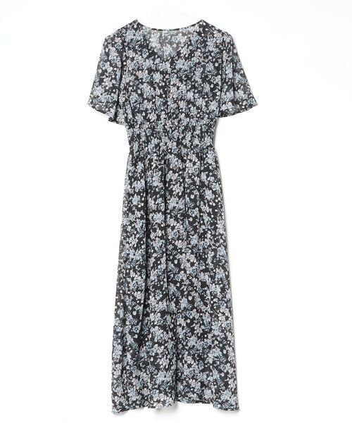 「MELROSE」 花柄半袖ワンピース M ブラック レディース_画像2