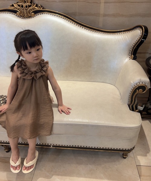 「aimoha」 「KIDS」ノースリーブワンピース 90 ブラウン キッズ_画像5