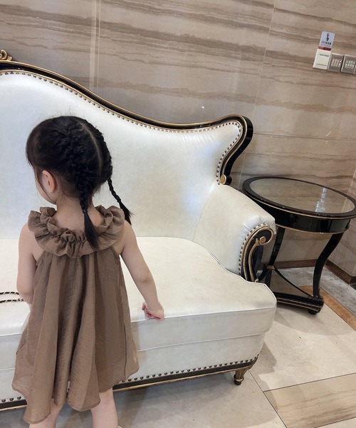 「aimoha」 「KIDS」ノースリーブワンピース 90 ブラウン キッズ_画像8