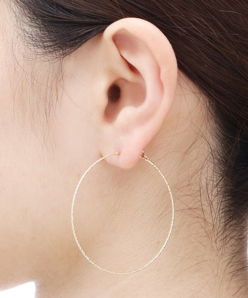 COCOSHNIK K10カット丸線 フープピアス（中）ココシュニックアガット K10カット丸線 フープピアス（中）（ピアス） | COCOSHNIK