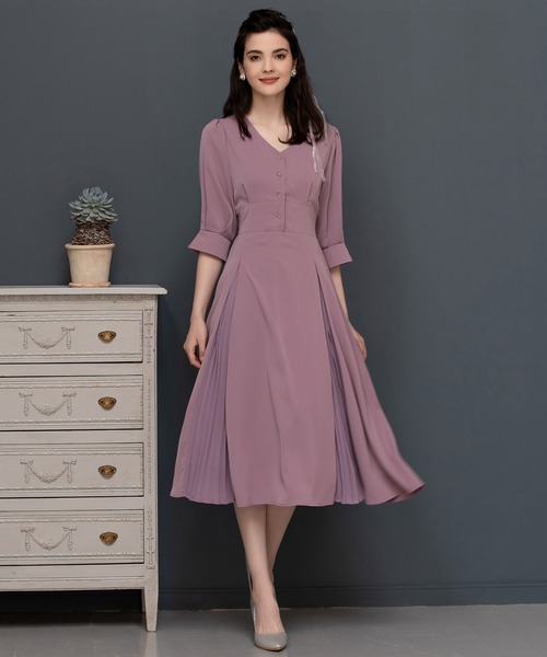 DRESS+ ドレス ワンピース 袖付き 披露宴 結婚式 オフィス パーティードレス : ZOZOTOWN Yahoo!店 - 通販 ...