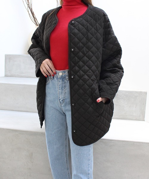 MODE ROBE ノーカラーコート コート キルティングコート レディース  