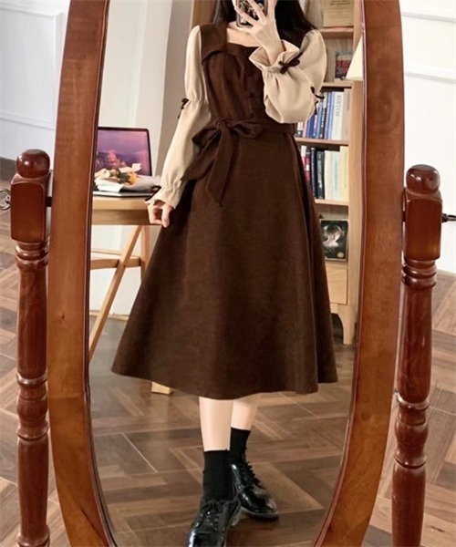 Dream garden（ドリームガーデン） ワンピース リボンカラー配色