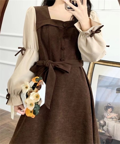 Dream garden（ドリームガーデン） ワンピース リボンカラー配色