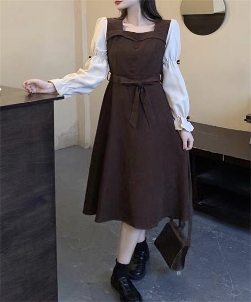 Dream garden（ドリームガーデン） ワンピース リボンカラー配色