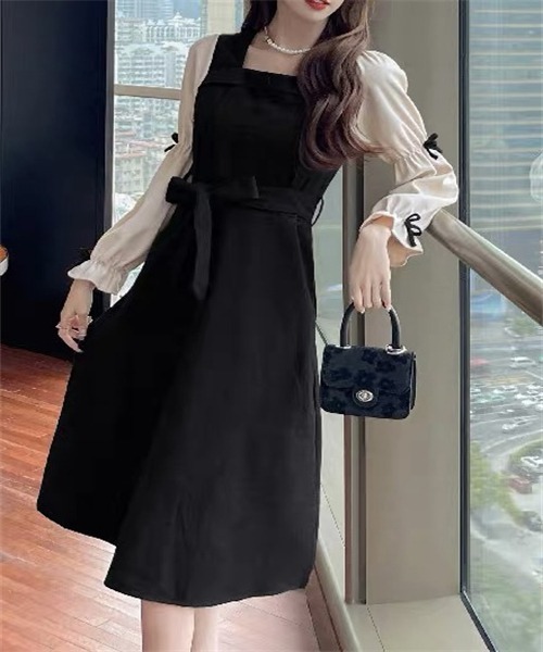 Dream garden（ドリームガーデン） ワンピース リボンカラー配色