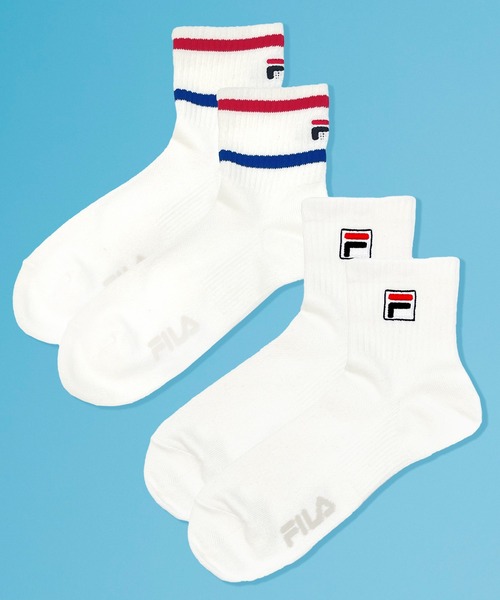 FILA（フィラ） 靴下 メンズ ショート丈 ソックス ブランド ロゴ 吸水 