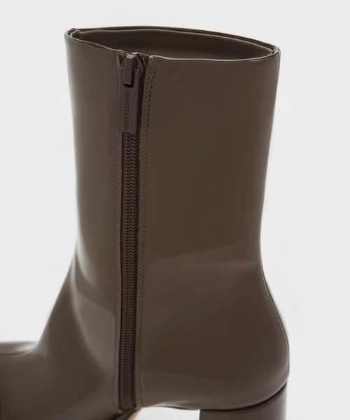 CHARLES&KEITH サイドジップ プラットフォーム アンクルブーツ CHARLES ＆ KEITH ブーツ プラットフォーム サイドジップ