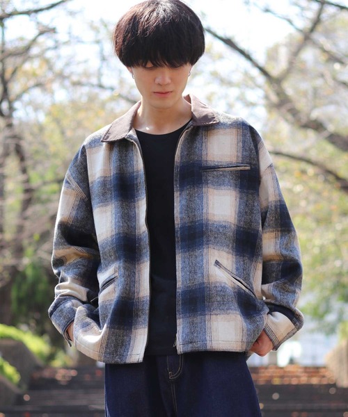SITRY ブルゾン アウター over size ombre check work jacket/オーバー 