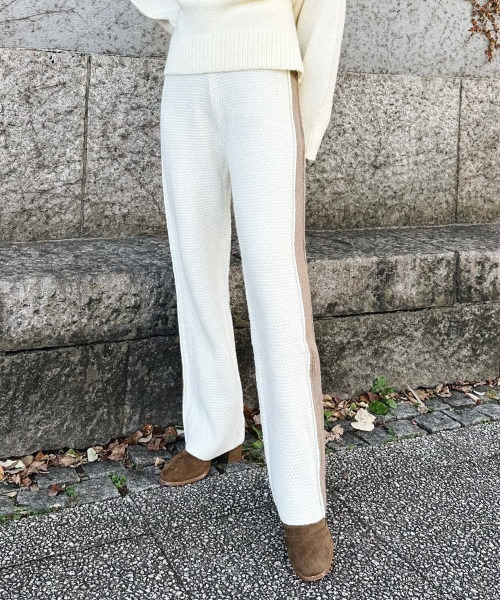 esutoreja スラックス パンツ ラインニットパンツ レディース