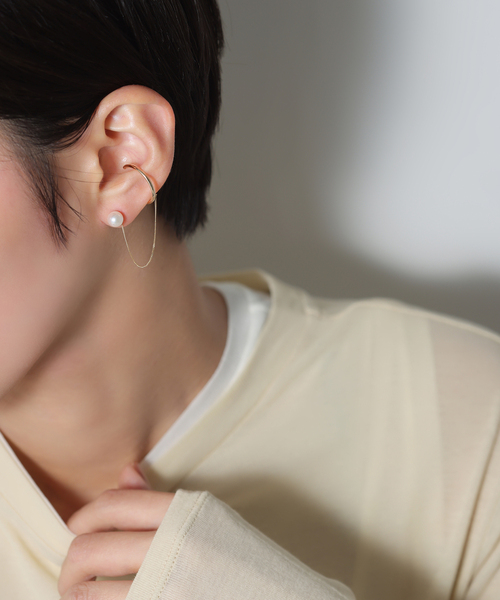 Lilas ピアス アコヤパールピアスチェーンイヤーカフ K10（片耳