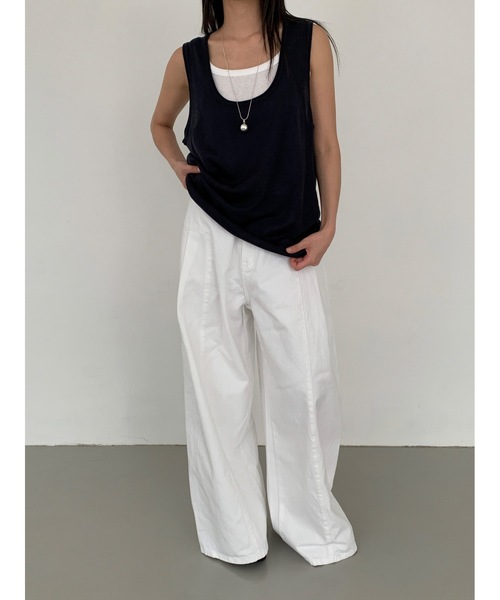 ベスト ジレ 「DIDOT.」Uネックレイヤーノースリーブ レディース