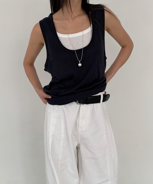 Didot.showroom ベスト ジレ 「DIDOT.」Uネックレイヤーノースリーブ