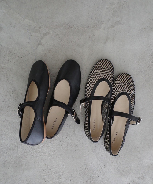 【slobe iena】bonitas メッシュフラットシューズ ブラック シューズ bonitas ボニータス メッシュフラットシューズ