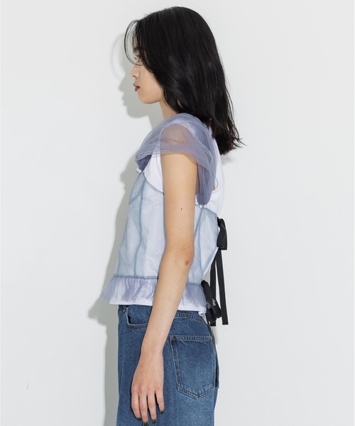 viviano チュールTシャツ VIVIANO/ヴィヴィアーノ】Tulle Sleeveless T-Shirt（Tシャツ