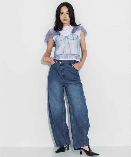 ヴィヴィアーノ STUDIOUS別注 コルセットTシャツ シアーカットソー VIVIANO（ヴィヴィアーノ） tシャツ 「VIVIANO/ヴィヴィアーノ