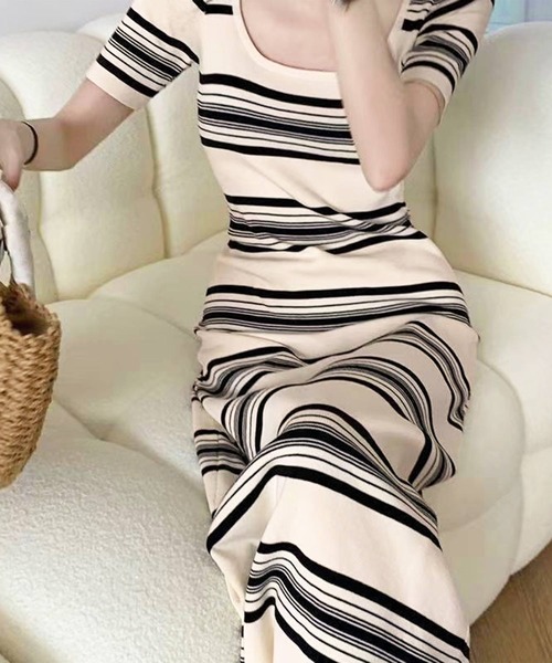 Dewlily ワンピース 夏 半袖 マルチボーダー半袖ワンピース : ZOZOTOWN