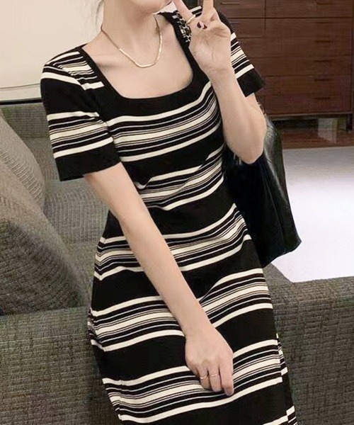 Dewlily ワンピース 夏 半袖 マルチボーダー半袖ワンピース : ZOZOTOWN
