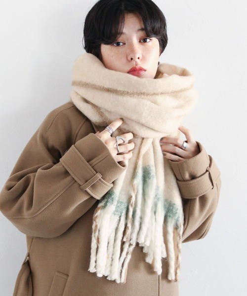 ☆送料・関税込☆UNALLOYED★ARGYLE MUFFLE.R★マフラー★ RAGEBLUE マフラー ストール multi check volume fringe muffler
