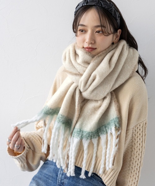 RAGEBLUE マフラー ストール multi check volume fringe muffler