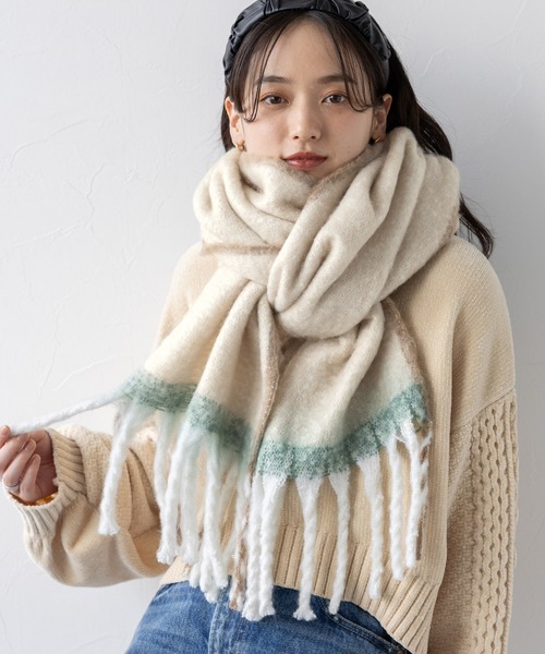 RAGEBLUE マフラー ストール multi check volume fringe muffler