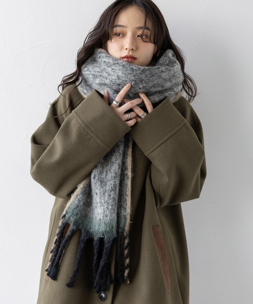 再入荷のおすすめ最新情報 RAGEBLUE マフラー ストール multi check volume fringe muffler 小物