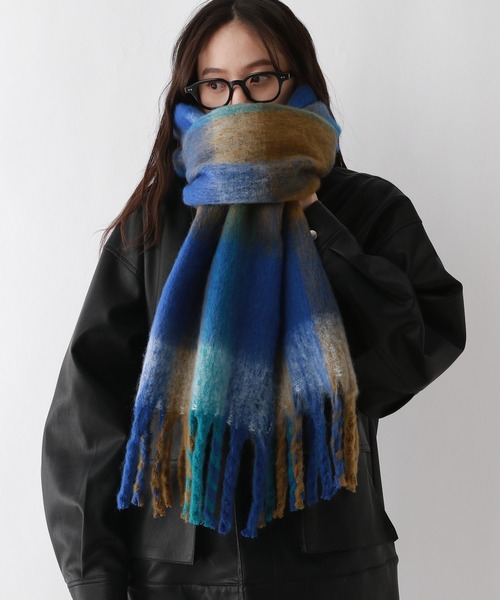RAGEBLUE マフラー ストール multi check volume fringe muffler