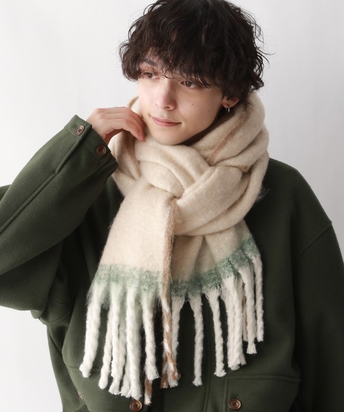 RAGEBLUE マフラー ストール multi check volume fringe muffler
