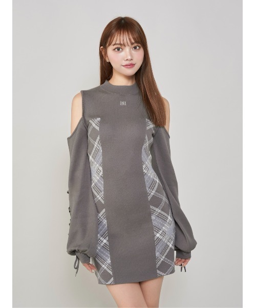 Darich（ダーリッチ） ワンピース サイドチェックニットミニワンピース