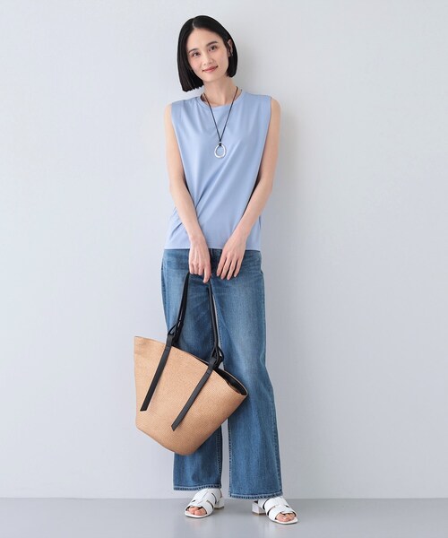 INDIVI（インディヴィ） tシャツ 「洗える」きれいめノースリーブ