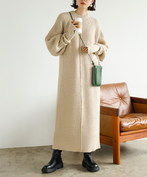 「GeeRA」 ニットワンピース MEDIUM ダークブルー レディース_画像2