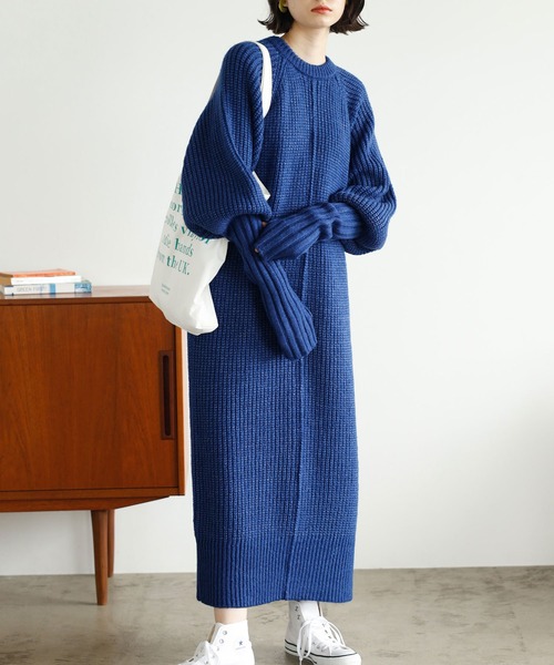 「GeeRA」 ニットワンピース MEDIUM ダークブルー レディース_画像3