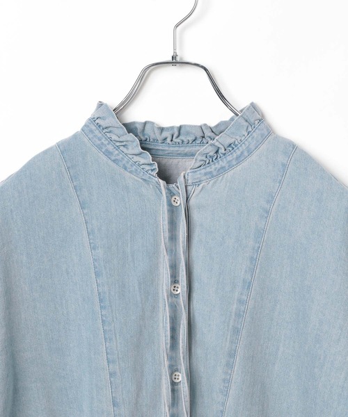 BAYFLOW ブラウス シャツ 「華やかなフリルカラー」デニム