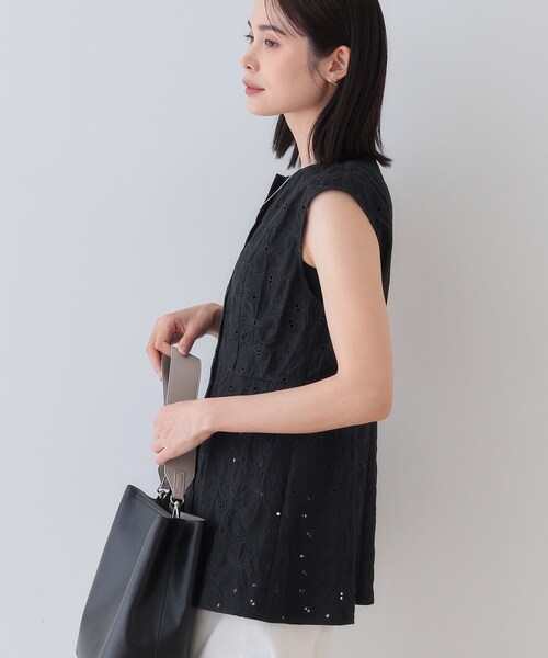 ブラウス シャツ 春SALE！「洗える」フラワーカット刺繍ノースリーブブラウス レディース 春SALE！【洗える】フラワーカット刺繍ノースリーブブラウス
